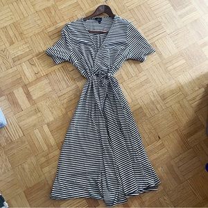 Topshop Maternity Black & White Striped Wrap Dress - Size US 8